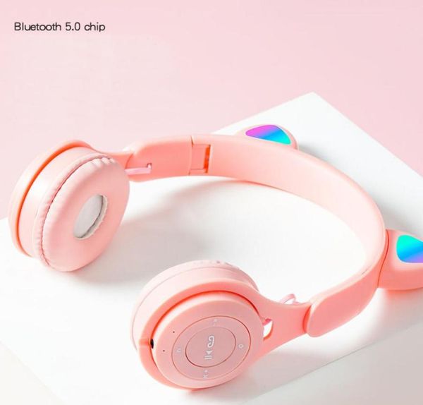 Auricolari Bluetooth Cartoon Cat Auricolari CatEar Cuffie stereo wireless portatili Colore caramella Scheda TF Lettore MP3 Sport pieghevole 8183098