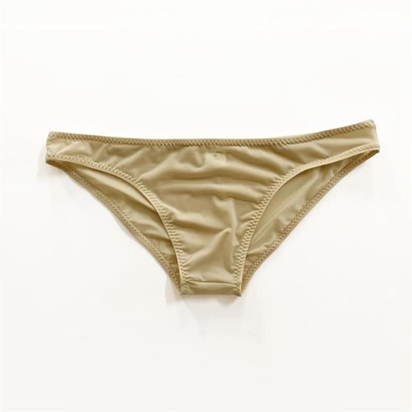 Mutande Aereo Senza Soluzione di Continuità Sottile di Seta del Ghiaccio Traslucido Mens Biancheria Intima Sexy Slip Bikini Stretti Vita Bassa Mutandine Maschili di Seta Small223z