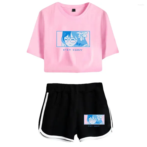 Fatos masculinos LilyPichu Cosplay Jogo Midriff-baring Define Impresso Camiseta Curta Ginásio Streetwear Calças Mulheres Terno Esportivo