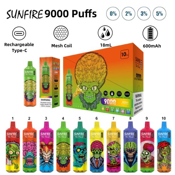 Marca de compras quentes originais Vapões solares de água elétrica Cigarro 5000 6000 7000 8000 9000 Puff Vape Wape 600 10000 Big Puffs