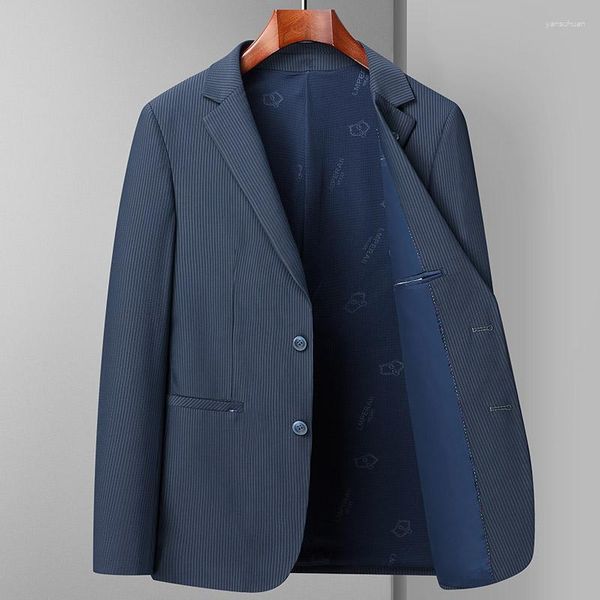 Мужские костюмы вязаный эластичный костюм 2023 весенняя мода красивый банкетный тренд повседневное шерстяное деловое пальто Single West