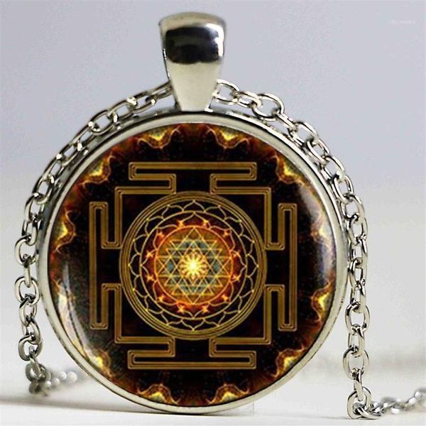 Gota moda budista sri yantra pingente colar geometria sagrada sri yantra jóias whole1316e