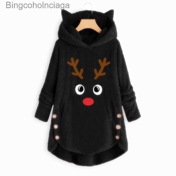 Frauenpullover Weihnachtspullover für Frauen große Größe Kapuzenmäntel Hiver Pullover Pull Noel Femme Ugly 2022 Winter großer schwarzer Parka 5xl 4xl 3xll23101010