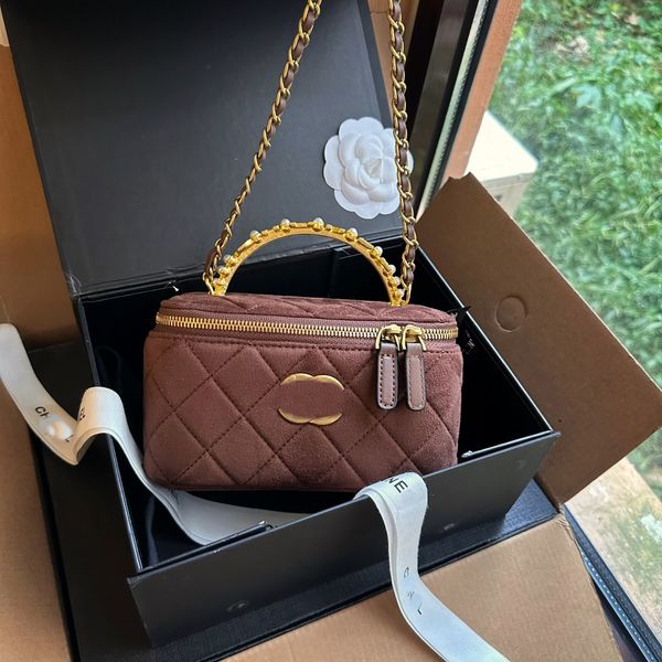 Дизайнерская сумка для макияжа, премиум-класса, инкрустированная золотом, сумка-коробка с полой тканой ручкой, модная популярная маленькая сумка-коробка, сумка через плечо
