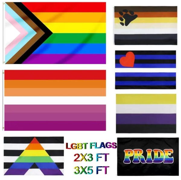 DHL passt Regenbogen-Flaggen-Banner 3x5FT 90x150cm Gay Pride-Flaggen aus Polyester an, bunte LGBT-Lesben-Parade-Dekoration 1010