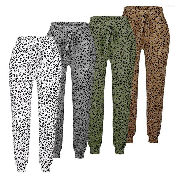 Pantaloni da donna larghi per donna Casual stampa leopardata con coulisse pantaloni elastici in vita tuta estiva