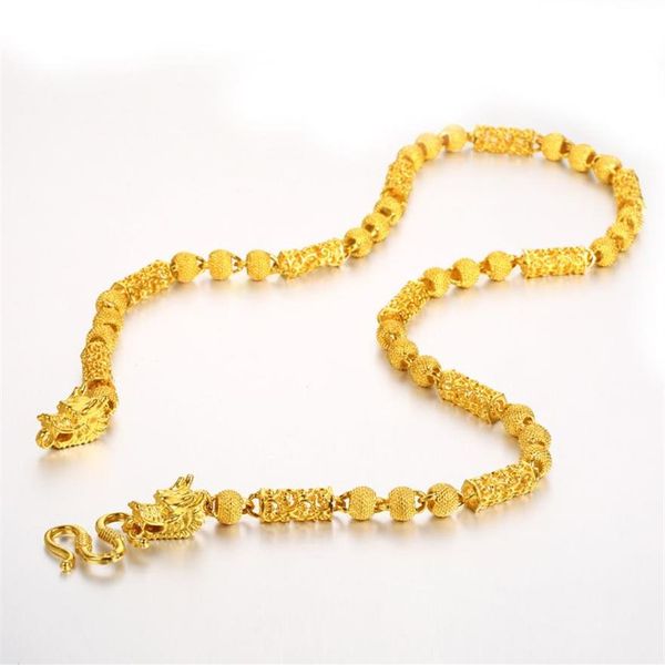 Vietnam Alluvial Gold Herren-Halskette, farbplattiert, neueste Gold-Drachenkopf-Halsketten-Designs, Jewelry245U