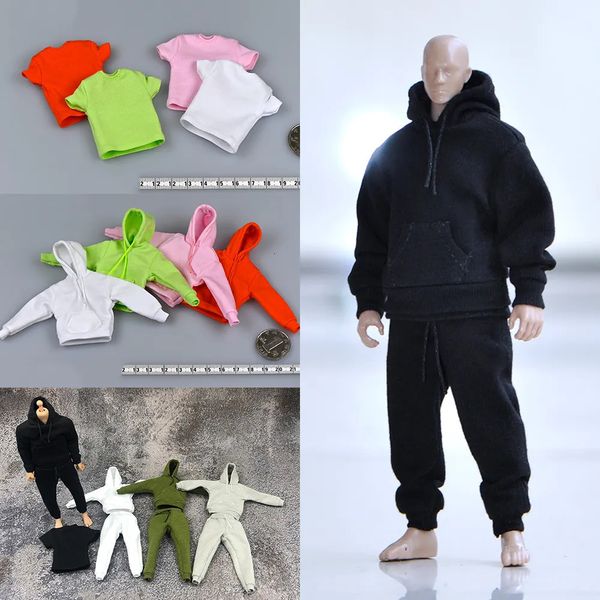 Militärfiguren auf Lager, Maßstab 1:12, männliche Kleidung, Sport-Hoodie, Hose, kurze Ärmel, T-Shirt, Zubehörmodell für 6-Zoll-Körper 231009