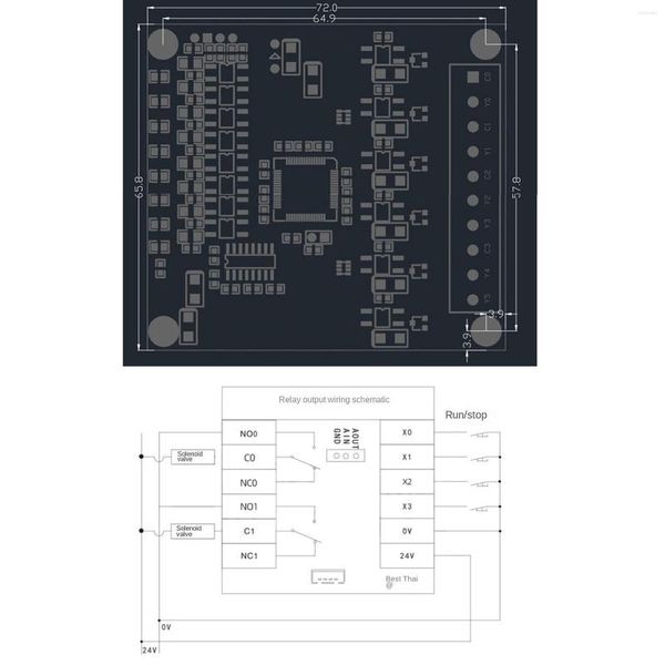 Controlador editável do módulo de relé da placa de controle industrial PLC FX1N-14MR dos ganchos