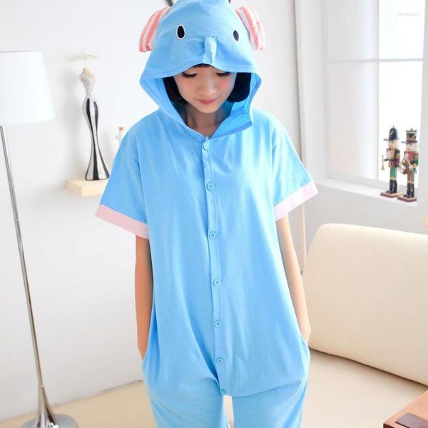 Damen Nachtwäsche Unisex Sommer Erwachsene Frauen Männer Tier Pyjama Anime Onesie Elefant Baumwolle Cartoon Kurzarm Cosplay