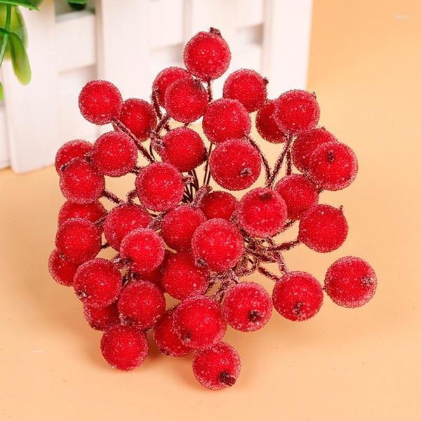 Dekoratif Çiçekler 40pcs Mini Noel Buzlu Meyve Berry Holly Yapay Çiçek Dekor