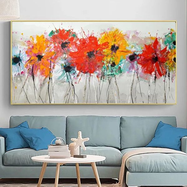 Gemälde Bunte Blumenbilder Abstrakte Leinwand Panting Poster und Drucke Wandkunst für Wohnzimmer Heimdekoration KEIN RAHMEN 231009