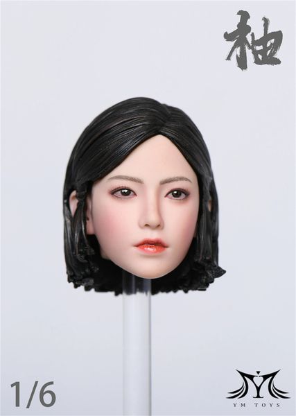 Figuras militares ymtoys 1/6 pomelo menina cabeça esculpida em pvc modelo de cabelo adequado para 12 ''tbleague jiaou figura de ação 231009