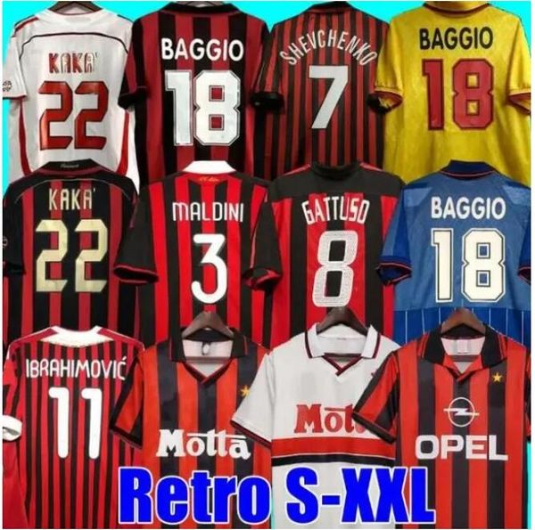 AC Retro Futbol Formaları 1990 2000 2006 2007 2009 2012 2012 Futbol Gömlek Gullit 1988 1996 97 S Van Basten Kaka Inzaghi Ronaldinho Vintage Classics Forma