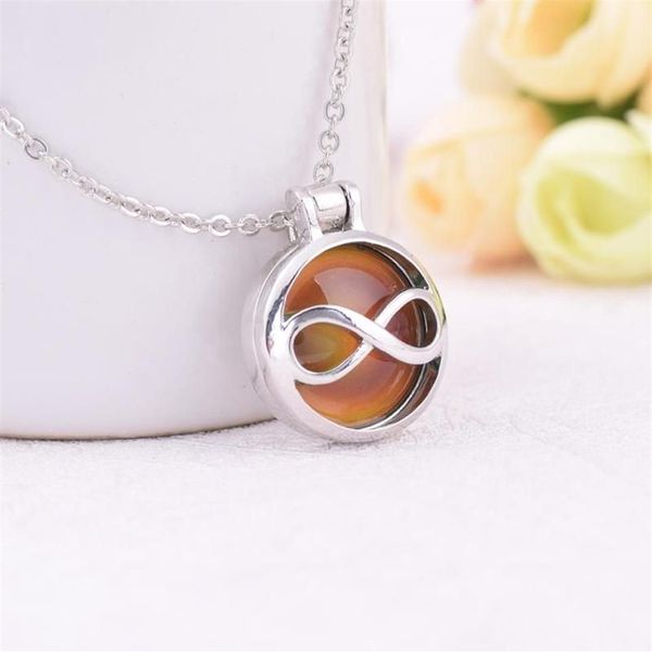 VisionMood Openable Infinity 2 em 1 Pingente Gargantilha Humor Colar Mudança de Temperatura Sentimento de Cor Mulher Emocional Necklaces245U