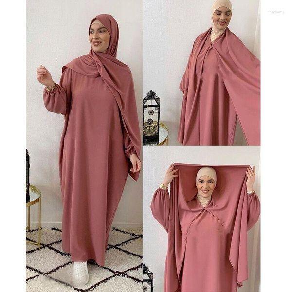 Ethnische Kleidung mit Kapuze Abaya Jilbab für Frauen Ramadan Eid Muslim lange Khimar Hijab Kleid Nida Gebet Kleidungsstück islamische Dubai Türkei bescheiden
