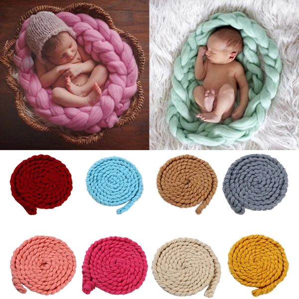 Chapéus Chapéus Multi Color Baby Pogal Props Trança Cobertor Stretch Knit Born Po Shoot Soft Wraps Acessórios 231009