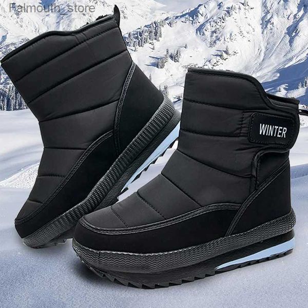 Сапоги Мужские зимние ботинки плюс хлопковые зимние ботинки на открытом воздухе, сохраняющие тепло до щиколотки, без шнуровки, износостойкие, водонепроницаемые, нескользящая повседневная мужская обувь Q231010