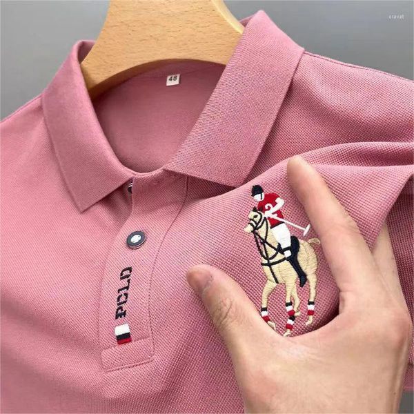 Erkek Polos Yüksek Kaliteli Pamuk İşlemeli Polo Gömlek İlkbahar/Yaz 2023 Üst düzey iş Sporları Kısa Kollu T-Shirt