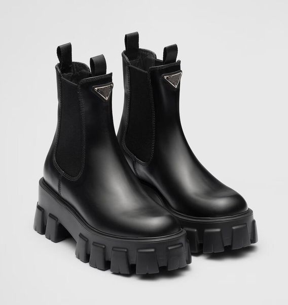 Inverno de luxo feminino monólito couro escovado tornozelo bota fivela martin botas super qualidade couro preto sola borracha senhora motocicleta botas conforto andando EU35-42