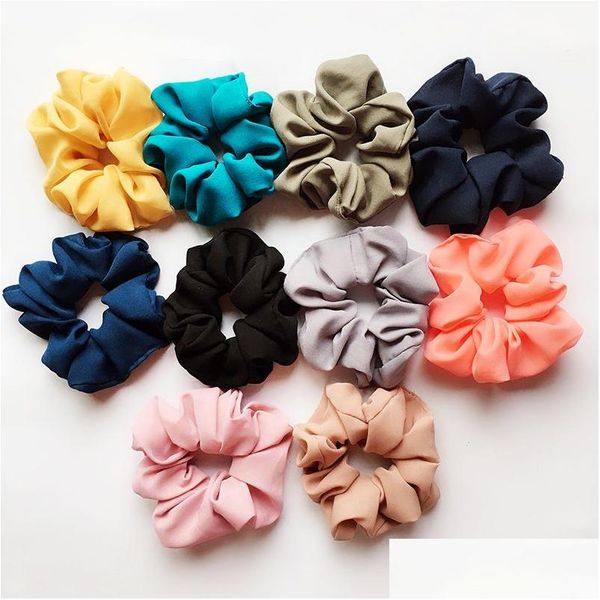 Acessórios de cabelo 117 estilos senhora menina cabelo scrunchy anel elástico faixas pura cor leopardo xadrez grande intestino esportes dança scrunchie dh8rn