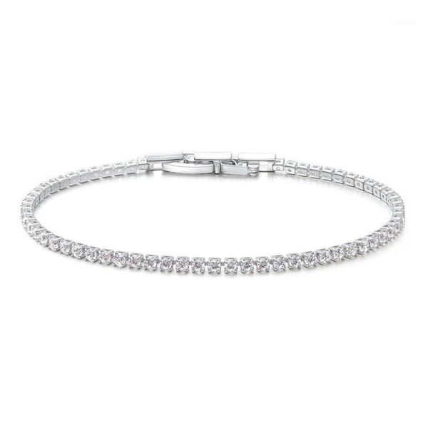 Charme pulseiras simples uma fileira pulseira de tênis branco ouro preenchido fino checo dril feminino 18 5cm7 28 274j