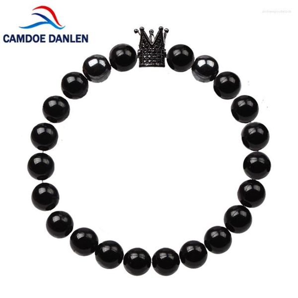 Braccialetti con ciondoli 2023 di marca alla moda corona imperiale uomini micro pavimenta nero CZ zirconi per le donne gioielli da uomo braccialetto di lusso