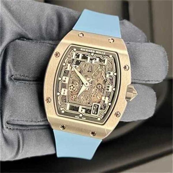 Richarmill Watch Tourbillon Relógios Mecânicos Automáticos Relógios Masculinos Suíços 2023 Richarmill Rm 67-01 Extra Plano Titânio Azul + Pulseira Preta Conjunto Completo WN-NSEF