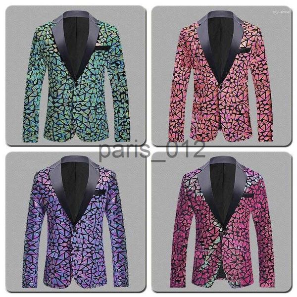 Ternos femininos blazers ternos masculinos 2023 lantejoulas blazer glitter come homme cantor anfitrião palco moda casaco de luxo elegante rosa baile festa homem terno jaqueta x1010