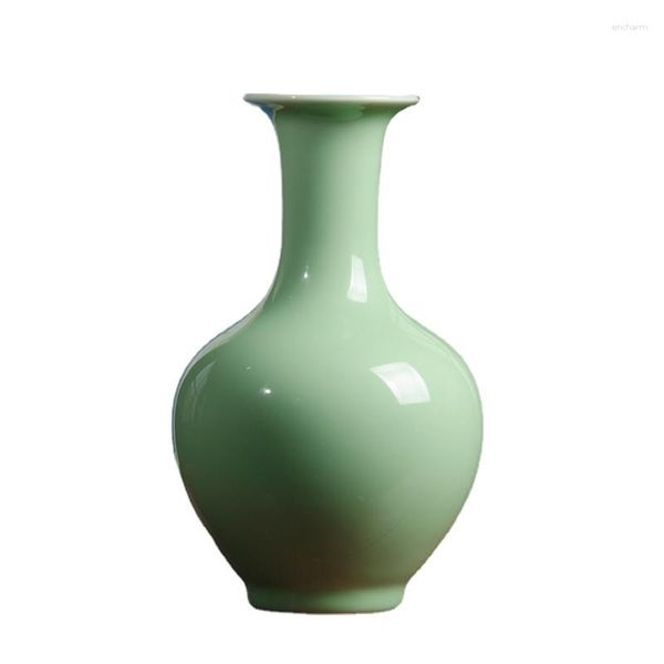 Vasi Ceramica Pisello giallastro Smalto verde Zucca antica Vaso Disposizione dei fiori Decorazione domestica moderna Decorazioni per il soggiorno