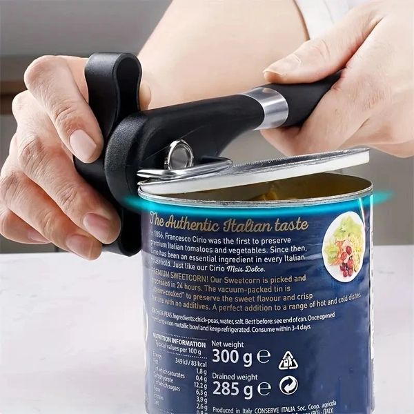 1pc Miglior Apriscatole Utensili da cucina Sicurezza Manuale azionato a mano Apriscatole manuale in acciaio inossidabile Taglio laterale Apriscatole manuale Conveniente