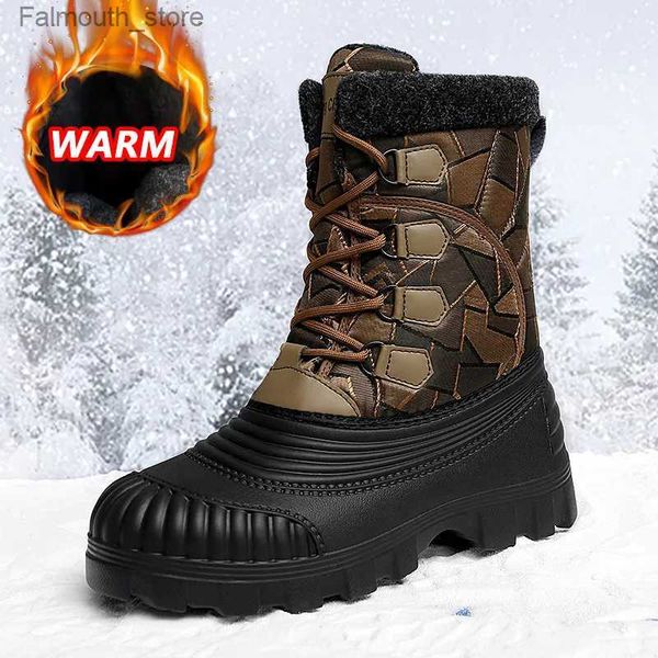 Botas de inverno botas de pato de cano médio para homens quentes ao ar livre botas de neve à prova dwaterproof água botas de caça botas de trabalho dos homens camuflagem sapatos ao ar livre q231010