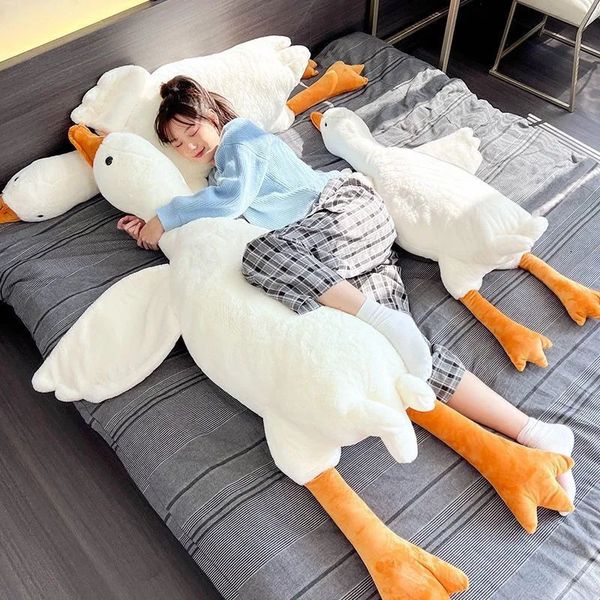 Bambole di peluche 190 cm gigante lungo oca bianca giocattolo farcito realistico grandi ali anatra abbraccio massaggio cuscino di tiro cuscino fidanzato per ragazza 231009