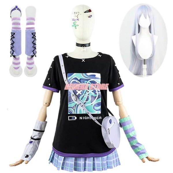 в 25:00 в Nightcord Yoisaki Kanade Проект костюмов для косплея Sekai Colorful Stage Vtuber K Летняя короткая юбка Комплект парик Ролевая играcosplay