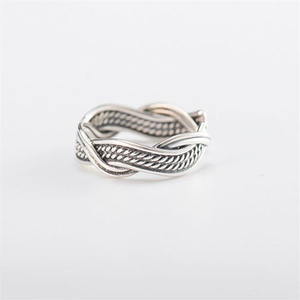 100% real 925 prata esterlina midi anéis para mulheres vintage geométrico aberto anel ajustável jóias de festa fina ymr402319v