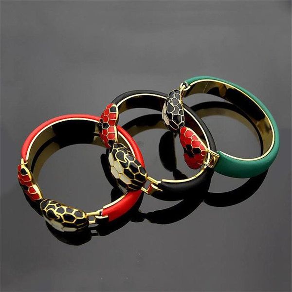 Moda Italia Pulseras de serpiente Unisex Brazaletes de corazones rojos Pulsera de cuero de acero inoxidable Regalos para amantes con Box260F