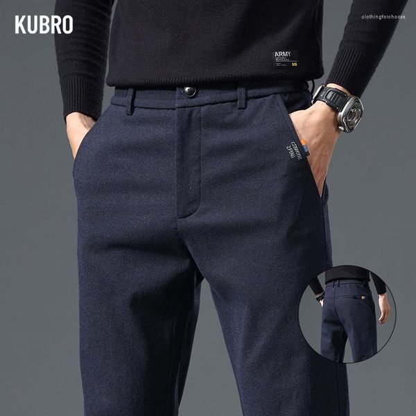 Pantaloni da uomo KUBRO 2023 Autunno Classico Lavoro di Cotone Elasticizzato Elastico In Vita Business Slim Fit di Spessore Casual Pantaloni Cargo Maschio