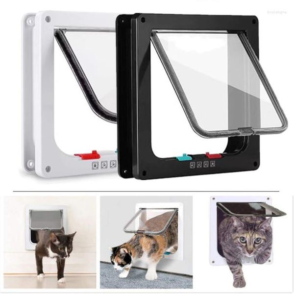 Gato portadores de segurança bloqueio porta aba para cães gatos gatinho plástico abs pequeno pet portão kit cães portas acessórios