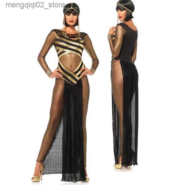 Thema Kostüm Sexy Lady Karneval Cleopatra kommen Altgriechisch Ägyptisch Cosplay Halloween Fancy Party Kleid Q240307