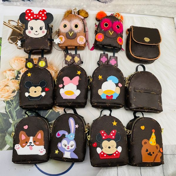 Marca de luxo carta chave carteiras designer marca mini mochila koki coelho coruja moedas bolsas urso zíper bolsas sacos embreagem carteira armazenamento com chaveiro saco pingentes