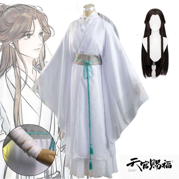 Anime Xie Lian Cosplay Kostüm Tian Guan Ci Fu Xielian Cosplay Weiß Han Fu Kleidung Perücke Anzug Halloween Kostüme für Frauen Mencosplay