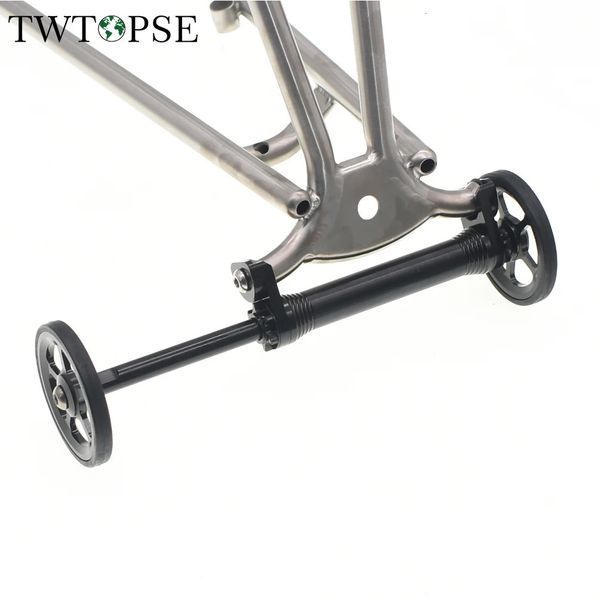 Ruote per bici TWTOPSE Easy Wheel Asta di prolunga per Brompton Bicicletta pieghevole Barra telescopica Portapacchi posteriore Bulloni Parti Easywheel 231010