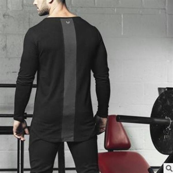 2019 Yeni Mans Yuvarlak Boyun Tasarımcı Spor Salyaçları Uzun Kollu T-Shirts İnce Fit Moda Pamuk Günlük Fitness T-Shirt Erkekler Süper Tee Fil