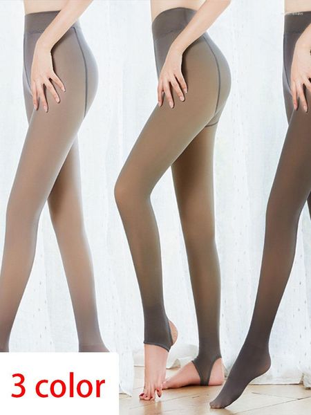 Damen Leggings Winter Enge Frauen Hohe Taille Strumpfhosen Plus Samt Warme Elastizität Durchscheinende Strümpfe Push-Up Schlanke Leggins