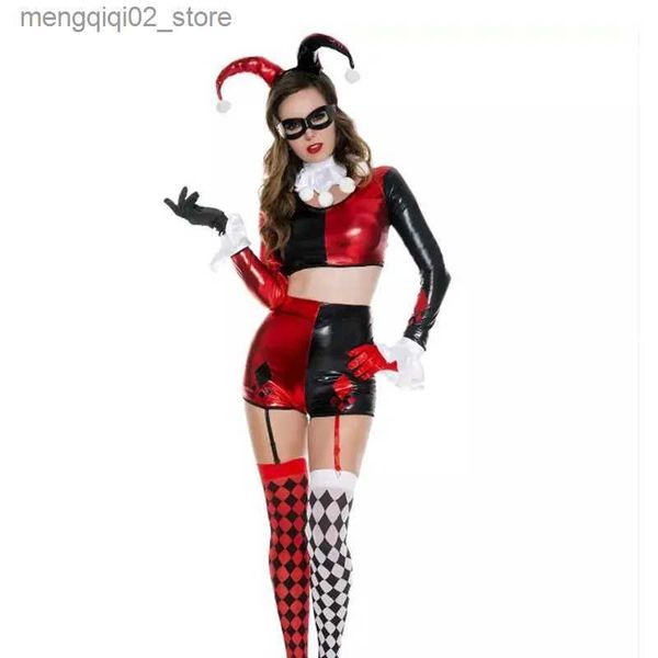 Tema traje incrível palhaço vem cosplay adulto mulheres halloween sexy papel jogando festa fantasia vestido feminino carnaval palhaço outfit q231010