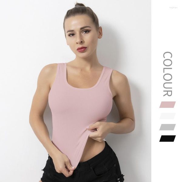 Chemises actives femmes serré Yoga débardeur européen et américain fil Fitness costume glace soie Cool course sport gilet été vêtements de sport