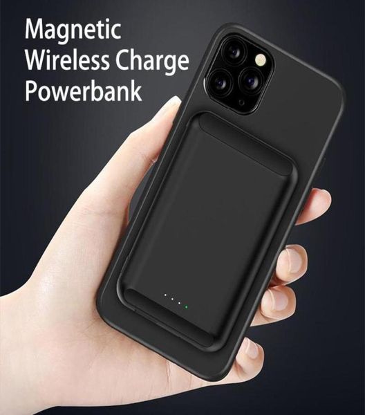 Banco de potência de carregamento por indução magnética do telefone móvel 5000mah para iphone 12 magsafe qi carregador sem fio powerbank typec recarregávell5016586