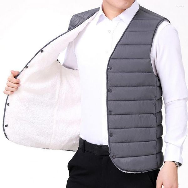 Gilet da uomo Cuciture ferme Chic Gilet in cotone taglie forti Capispalla invernale monopetto per esterno