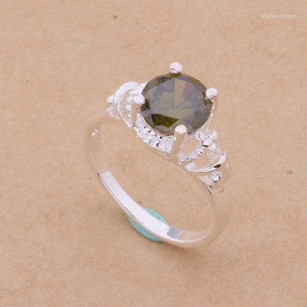Кольца кластера AR081, цветное кольцо из стерлингового серебра, модные украшения, скользкий темно-зеленый камень /agcaixja Aezaiwga