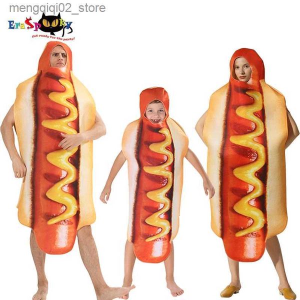 Costume a tema Uomo Divertente Stampa 3D Salsiccia Tuta Cibo Hot Dog Arriva Bambini Halloween Vieni Festival per adulti Famiglia Matching Fancy Dress Q240307